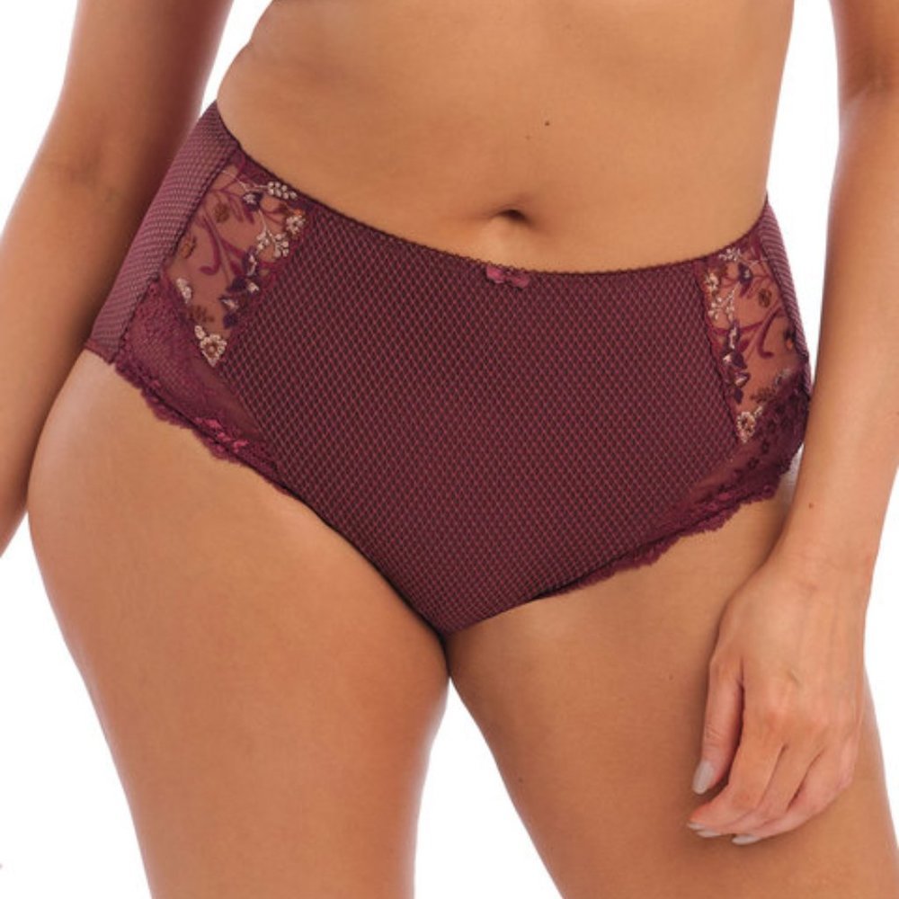 Elomi Full Brief Floral  Lace Underwear in Aubergine ( 3XL )